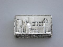 Victorian Silver Castle-Top Vinaigrette, York Minster by Nathaniel Mills, 1840