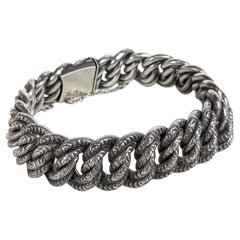 Victorian Silver Chased Curb Link Bracelet