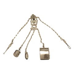 Victorian Silver Chatelaine with 5 Attachments, William Comyns, London Assay