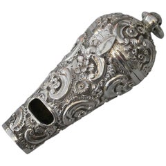 Antique Victorian Silver Combined Vinaigrette and Whistle by George Unite, 1876