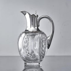 Victorian silver & crystal wine jug