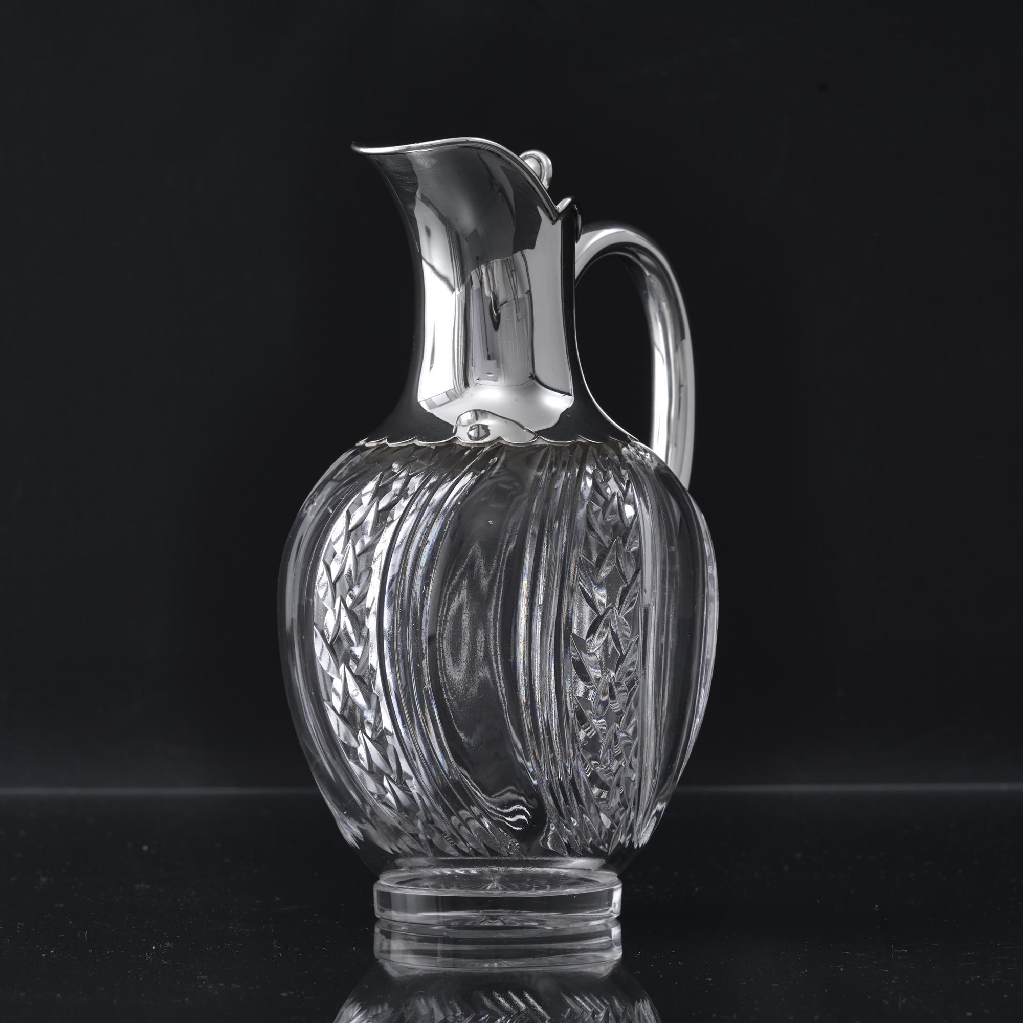 Victorian silver & crystal wine jug For Sale 1