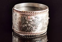 Victorian silver cuff bangle, wide, Aesthetic era 