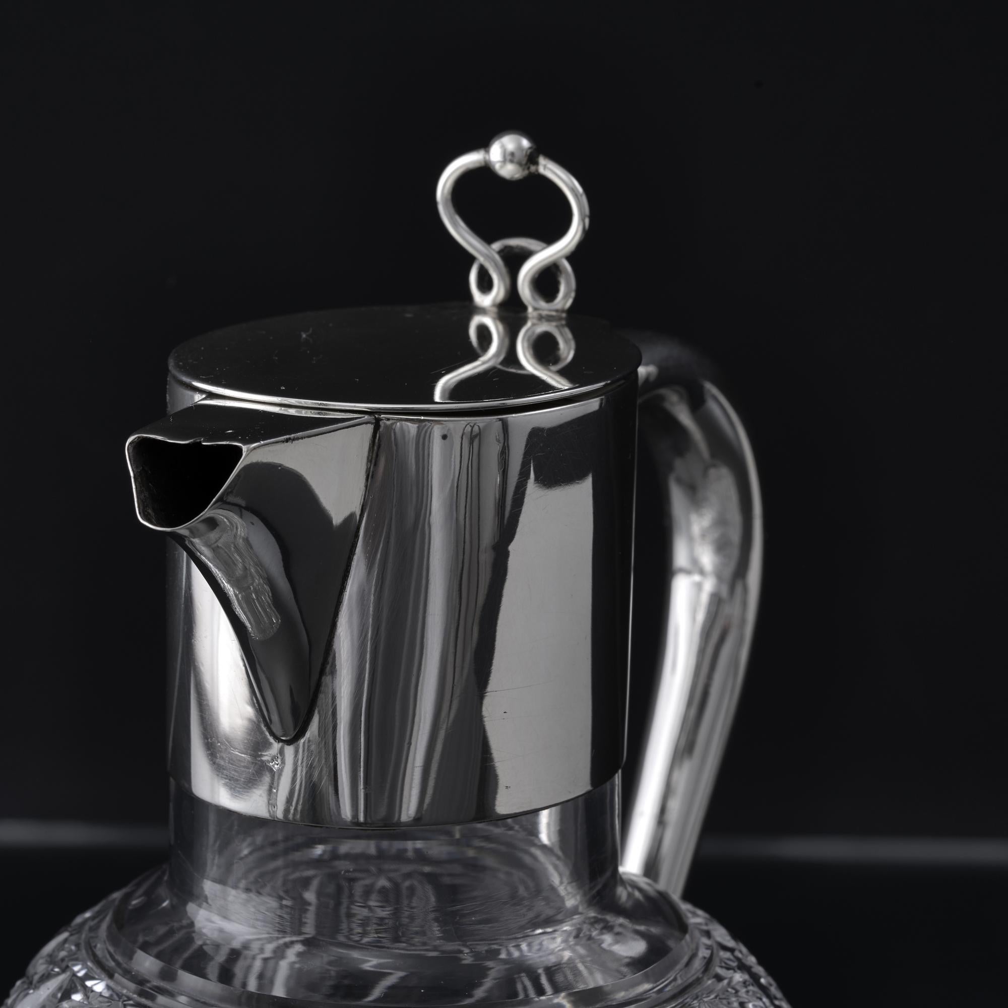Victorian silver & cut glass wine jug For Sale 1