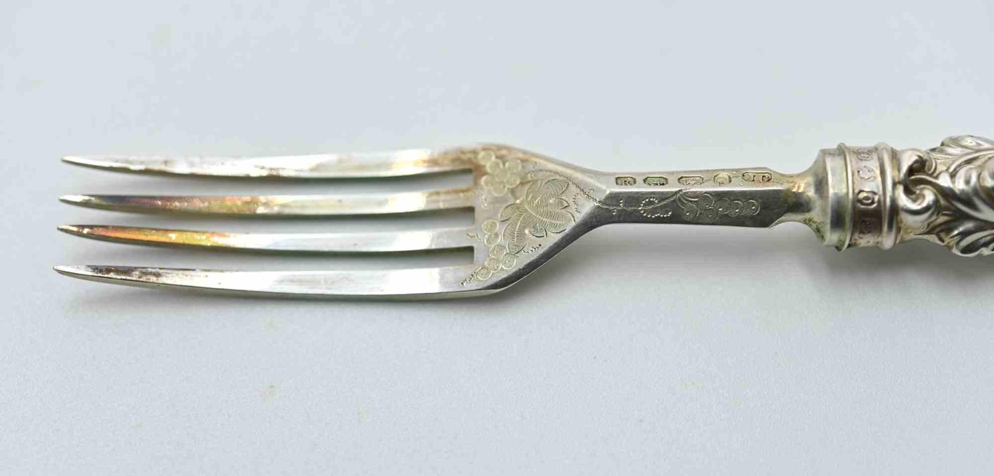 Viktorianisches Silber Dessertbesteck für 12 Personen von John Gilbert - Birmingham, 1866 (Mittleres 19. Jahrhundert) im Angebot