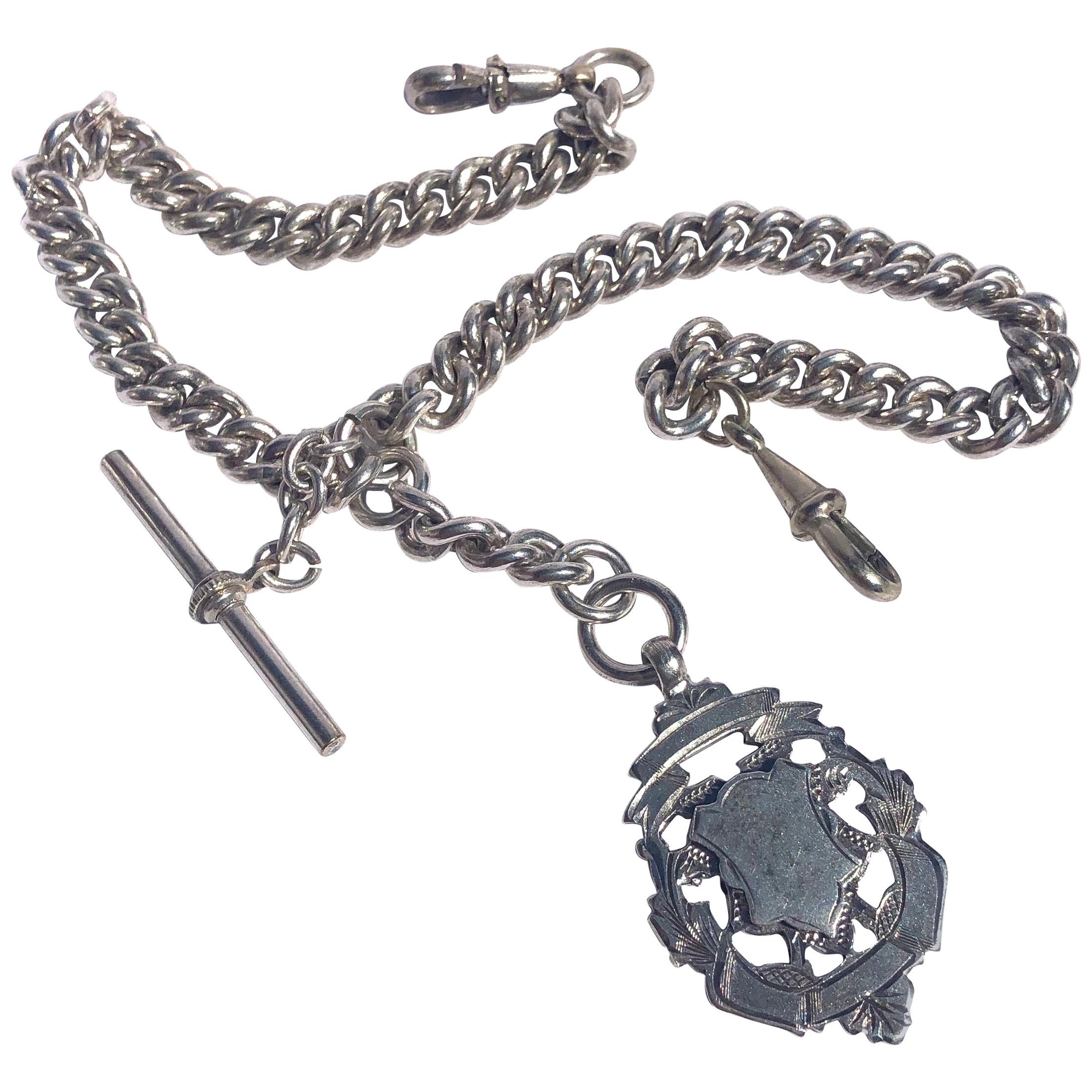 Victorian Silver Double Albert Chain with Medallion