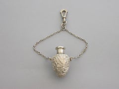 Victorian Silver Egg Shaped Scent Bottle, Exotic Birds by S Mordan Chester, 1906