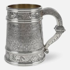 Moderner viktorianischer Silberbecher mit Gravur, Hilliard & Thomason, 1898