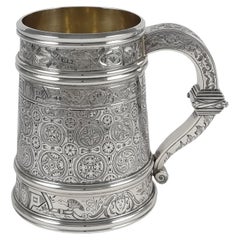 Victorian Silver Engraved Mug, Hilliard & Thomason, 1898