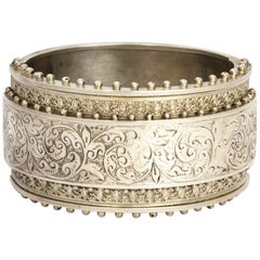 Victorian Silver Engraved Silver Bangle