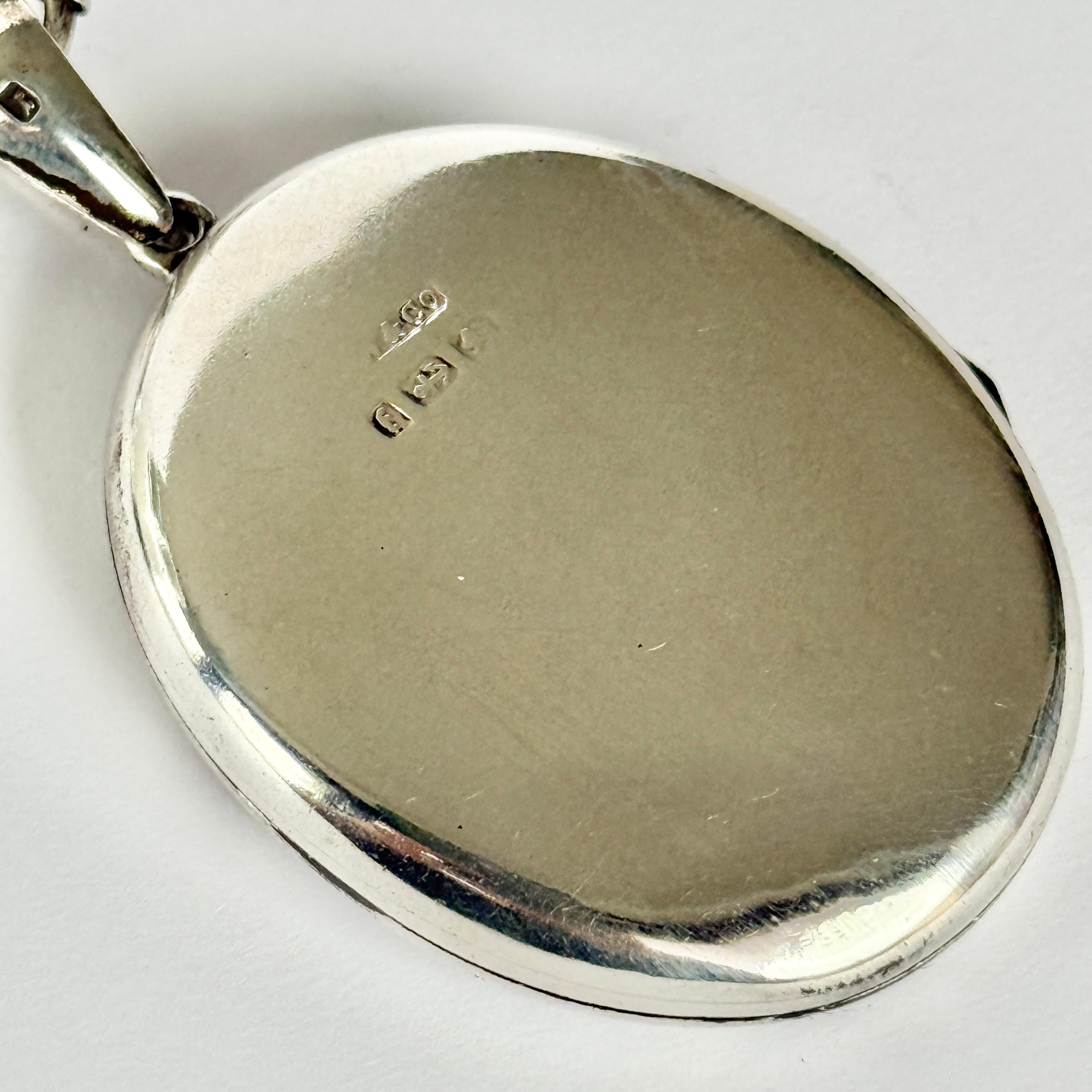 Women's or Men's Victorian Silver Fancy Collar Necklace and Locket For Sale
