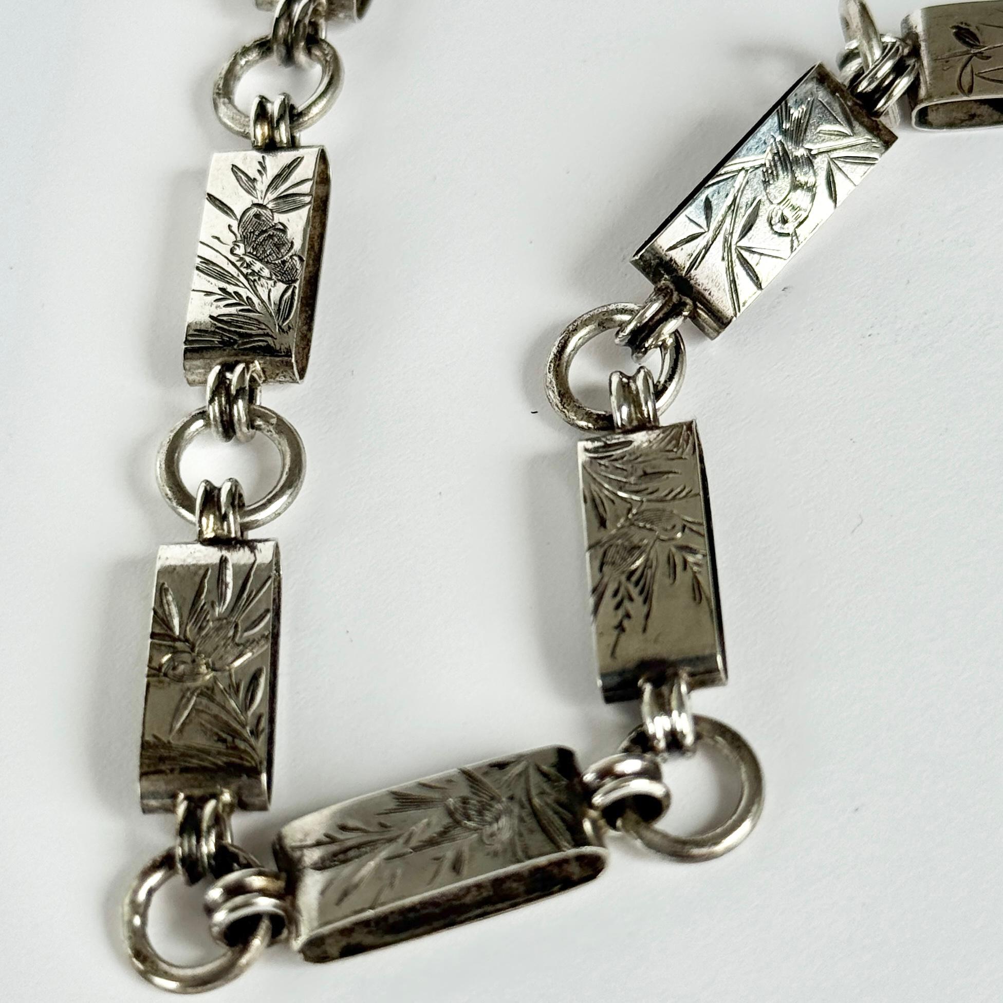 Victorian Silver Fancy Collar Necklace and Locket For Sale 1