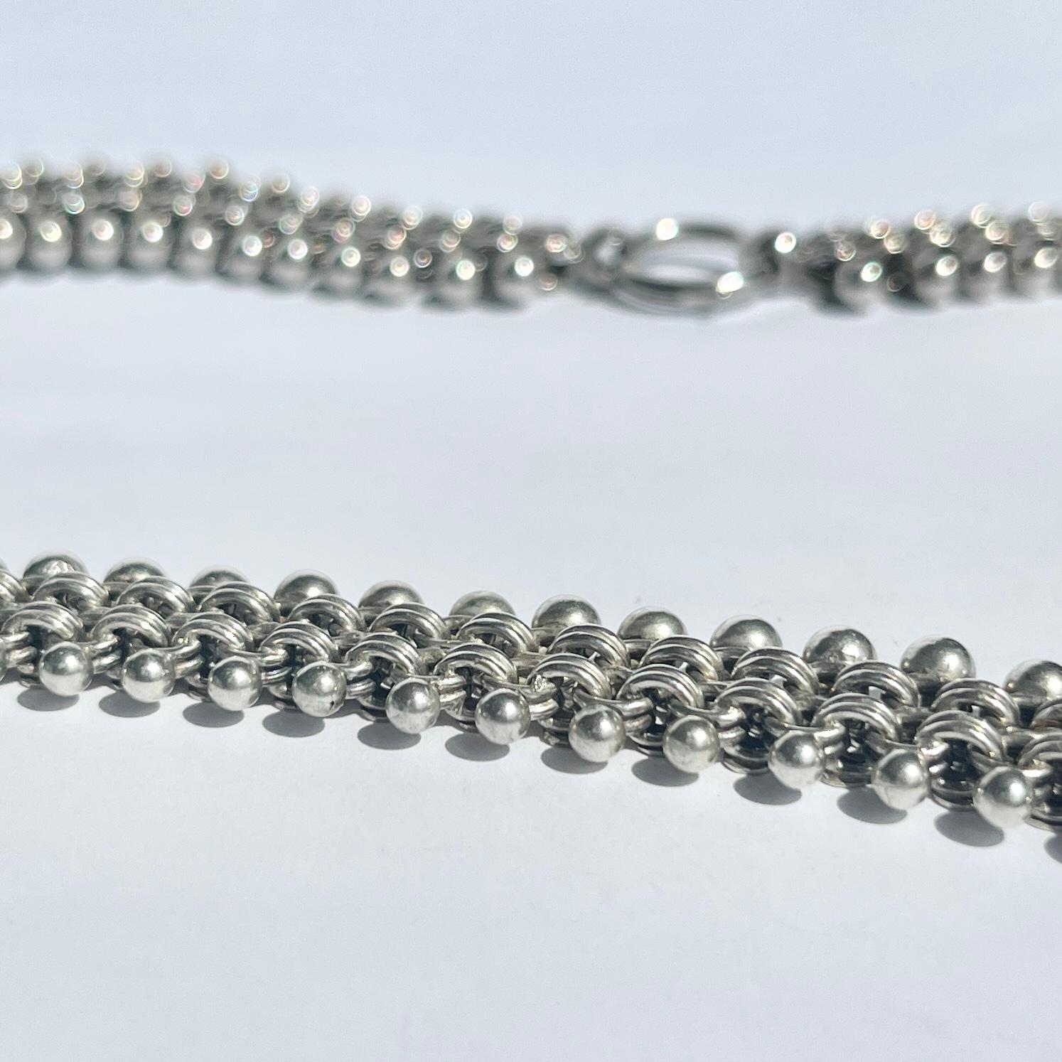 Women's or Men's Victorian Silver Fancy Collar Necklace
