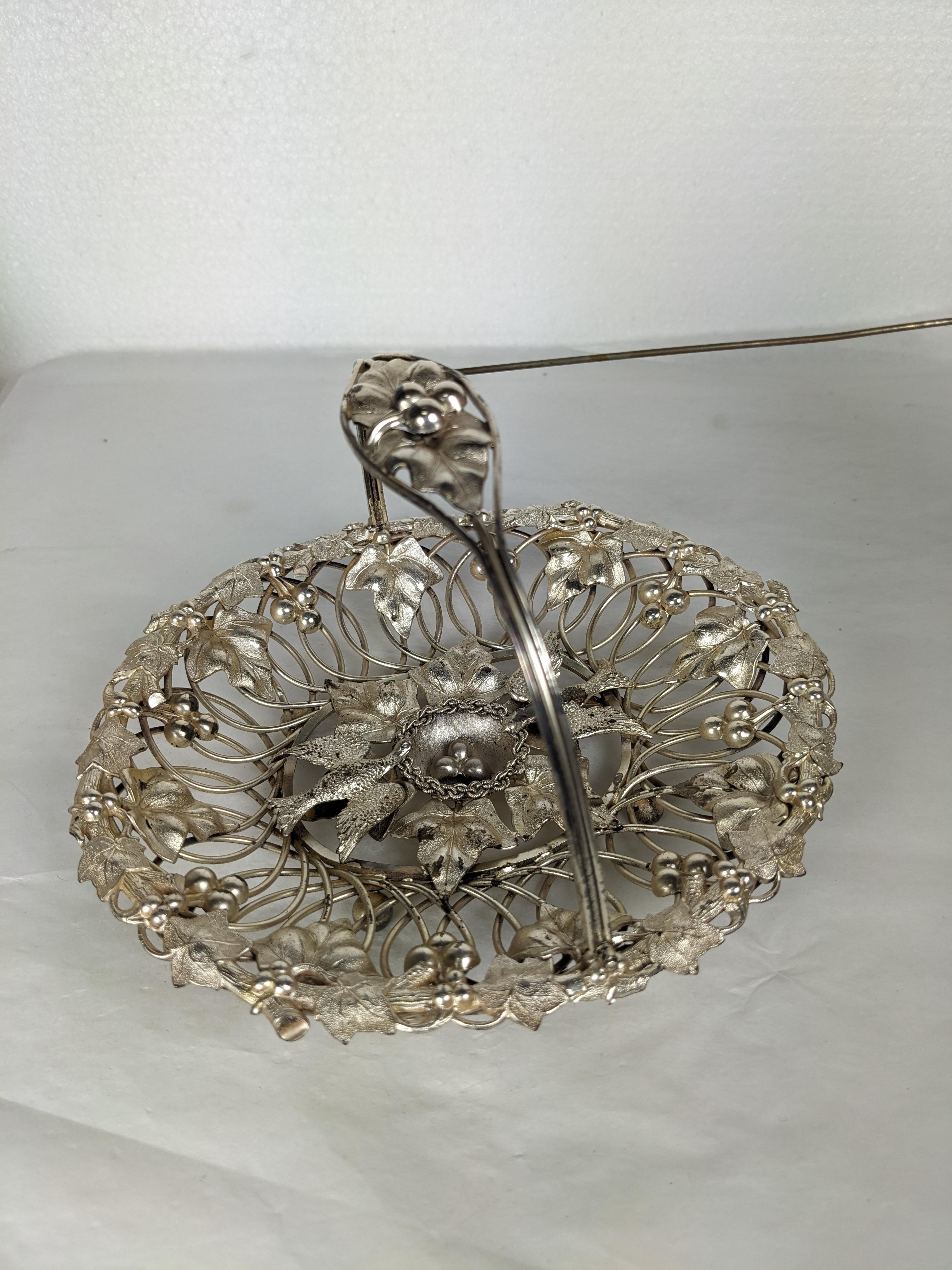 Victorian Silver Figural Plated Brides Basket For Sale 1