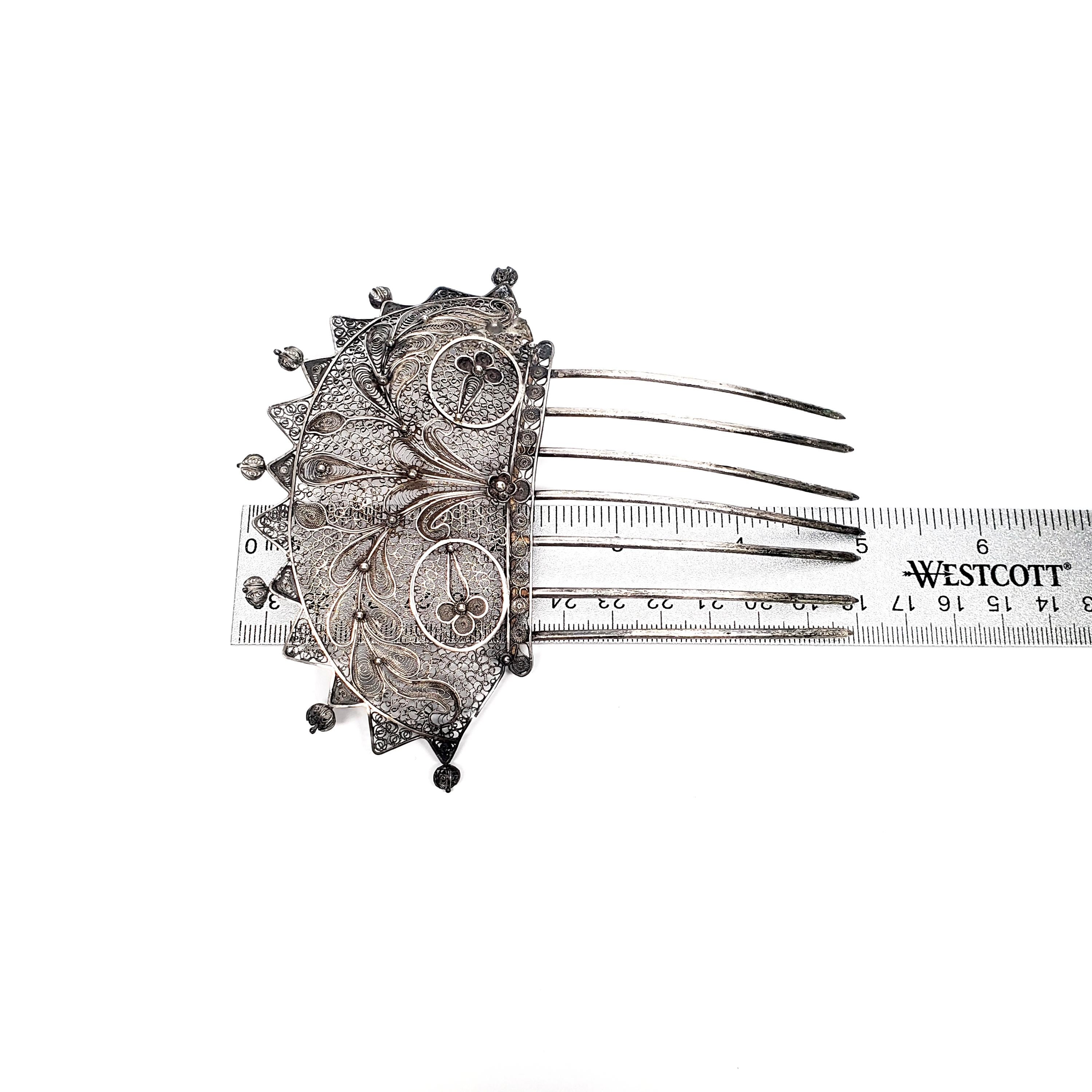 Women's Victorian Silver Filigree Hair Comb