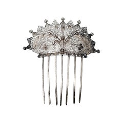 Vintage Victorian Silver Filigree Hair Comb