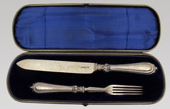 Victorian Silver Fish Serving Set, Joseph Gloster Late 19th c.
