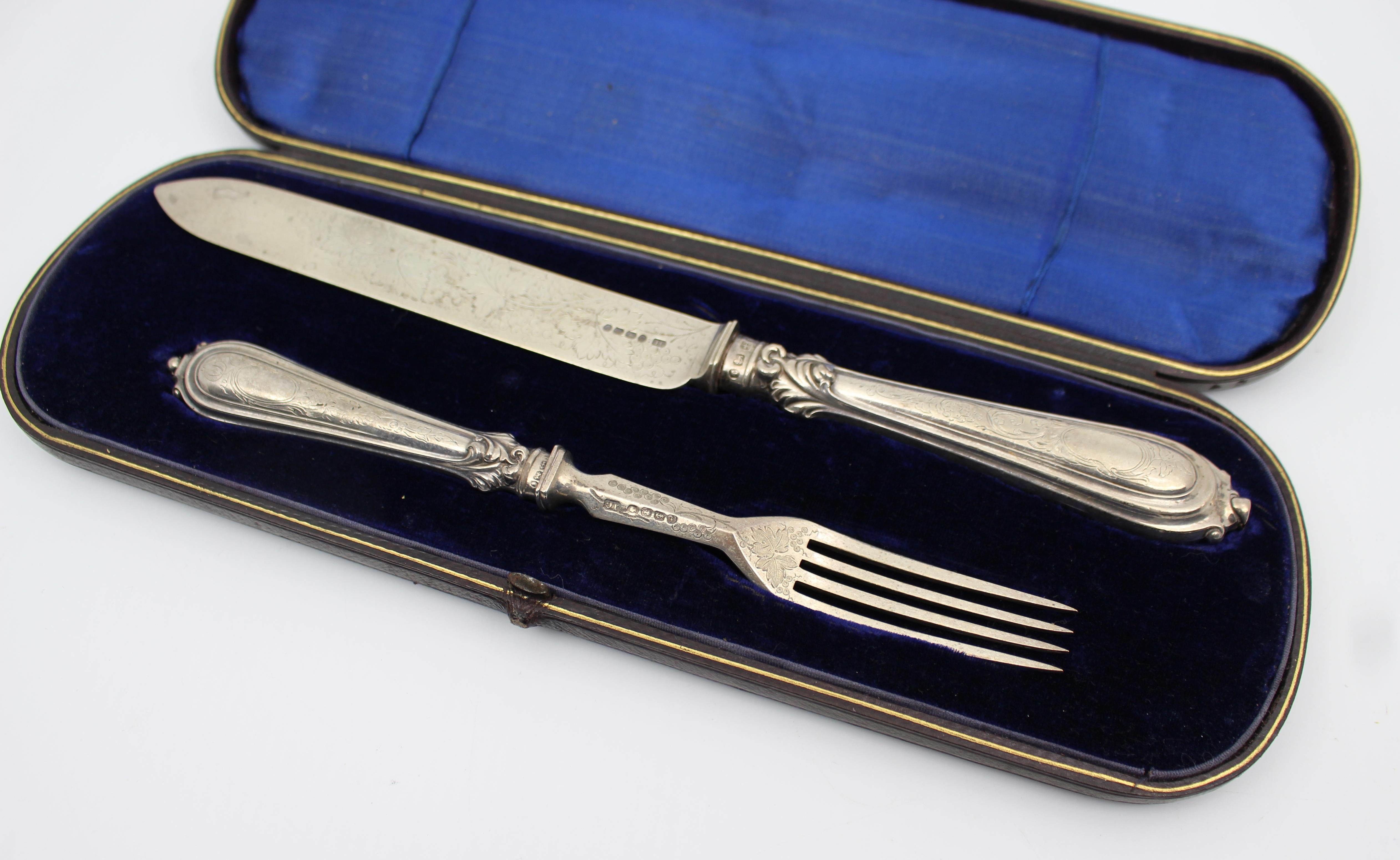 Viktorianisches Fischbesteck aus Silber, Joseph Gloster Ende 19. (Sterlingsilber) im Angebot
