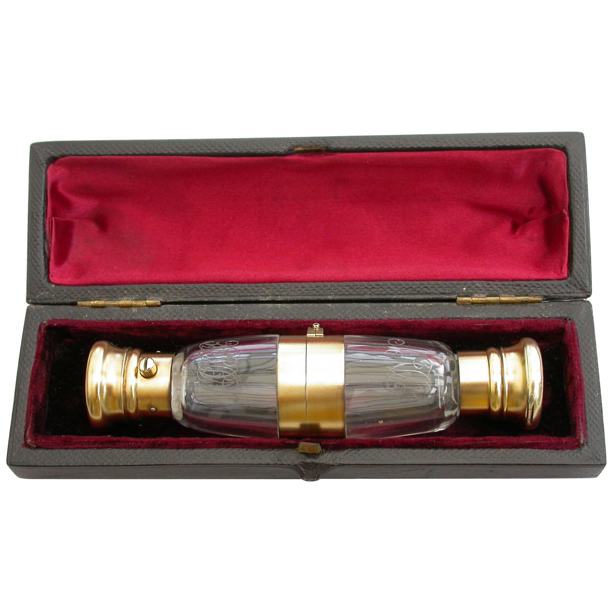 Victorian Silver Gilt Mounted Double Ended Combined Scent Bottle 
Vinaigrette