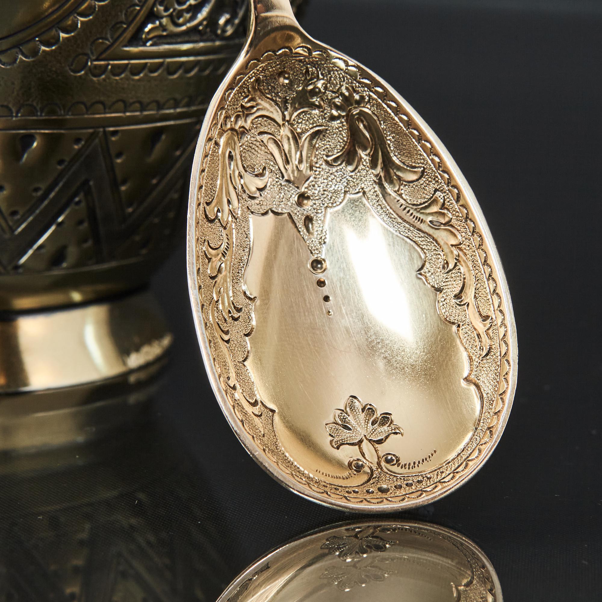 Victorian Silver-Gilt Tea Caddy and Spoon 3