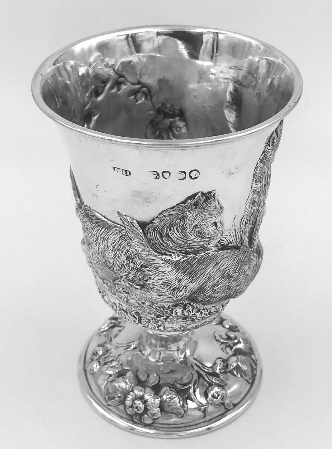 Embossed Victorian Silver Goblet