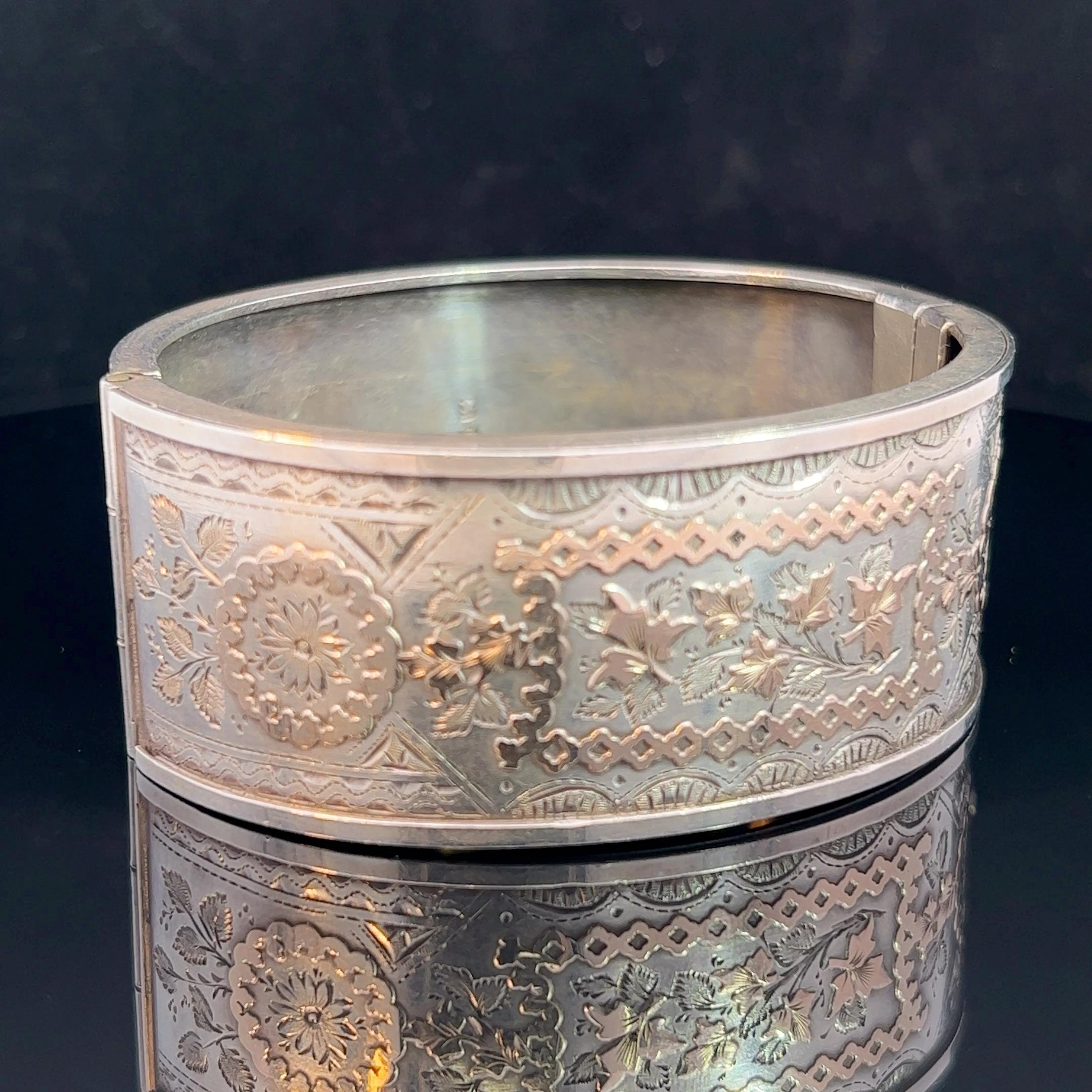 Victorian Silver & Gold Bangle hallmarked Birmingham 1884 In Good Condition For Sale In ADELAIDE, SA