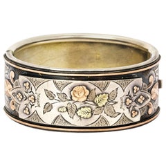 Victorian Silver Gold Overlay Foliate Bangle
