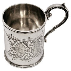 Victorian Silver Hand Engraved Christening Mug Dated 1866 Roberts & Briggs