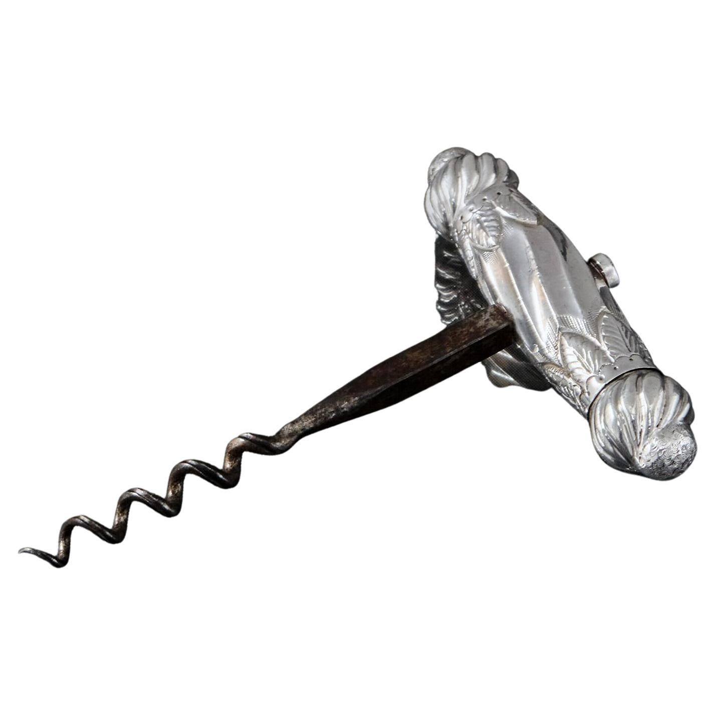 Victorian Silver-Handled Corkscrew, 1890 For Sale