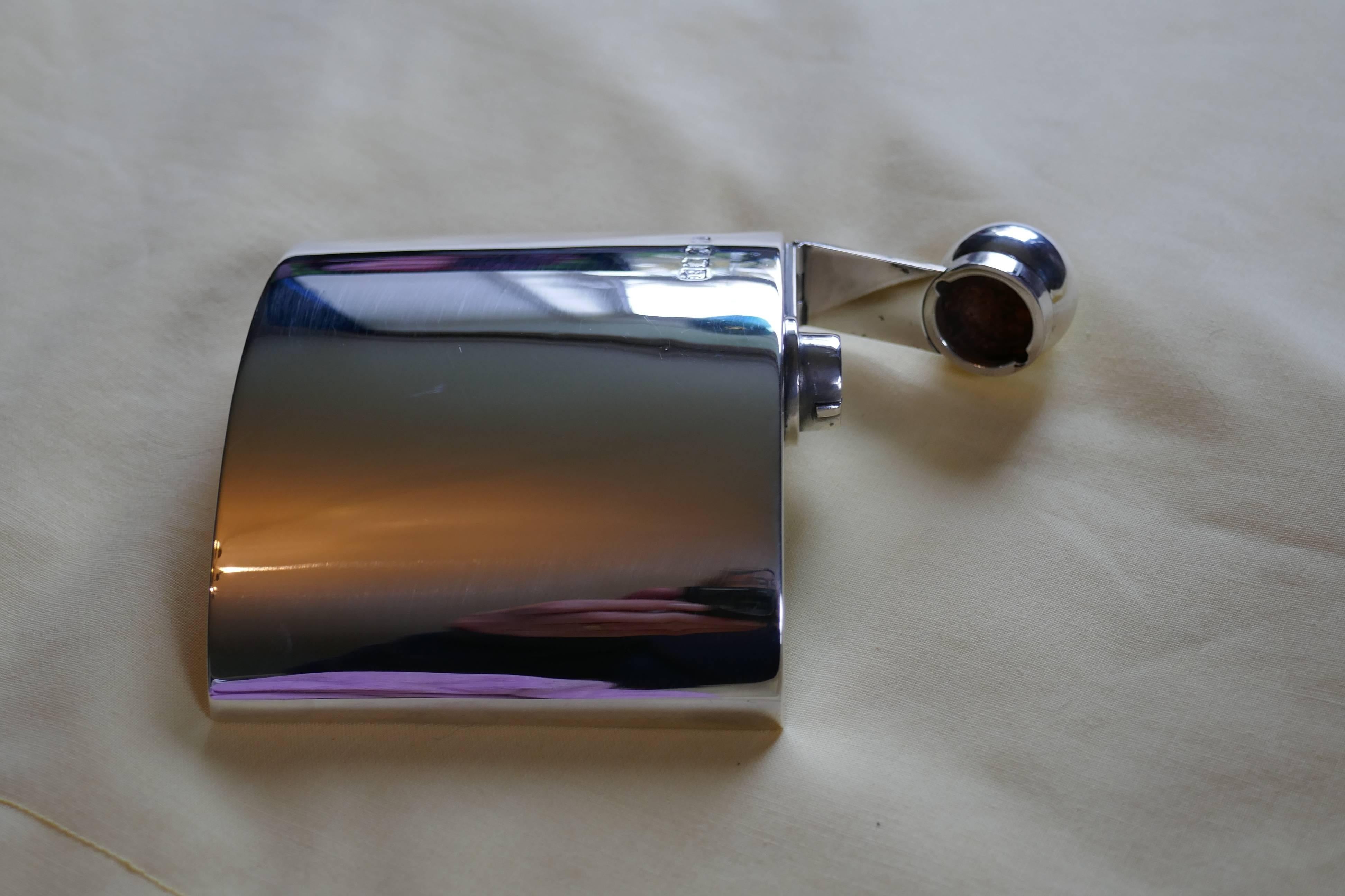 Edwardian Victorian Silver Hip Flask by Sampson Mordan & Co Date 1916