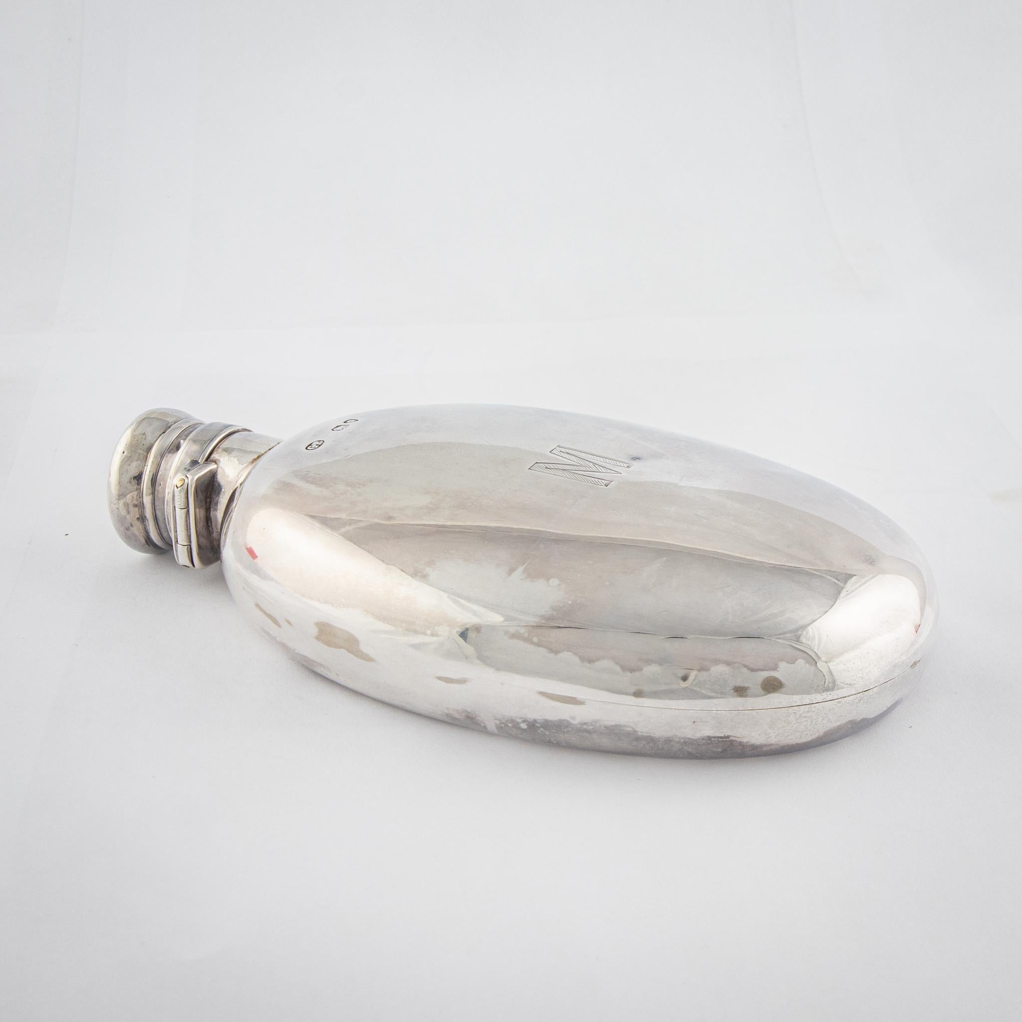 English Victorian Silver Hip Flask For Sale