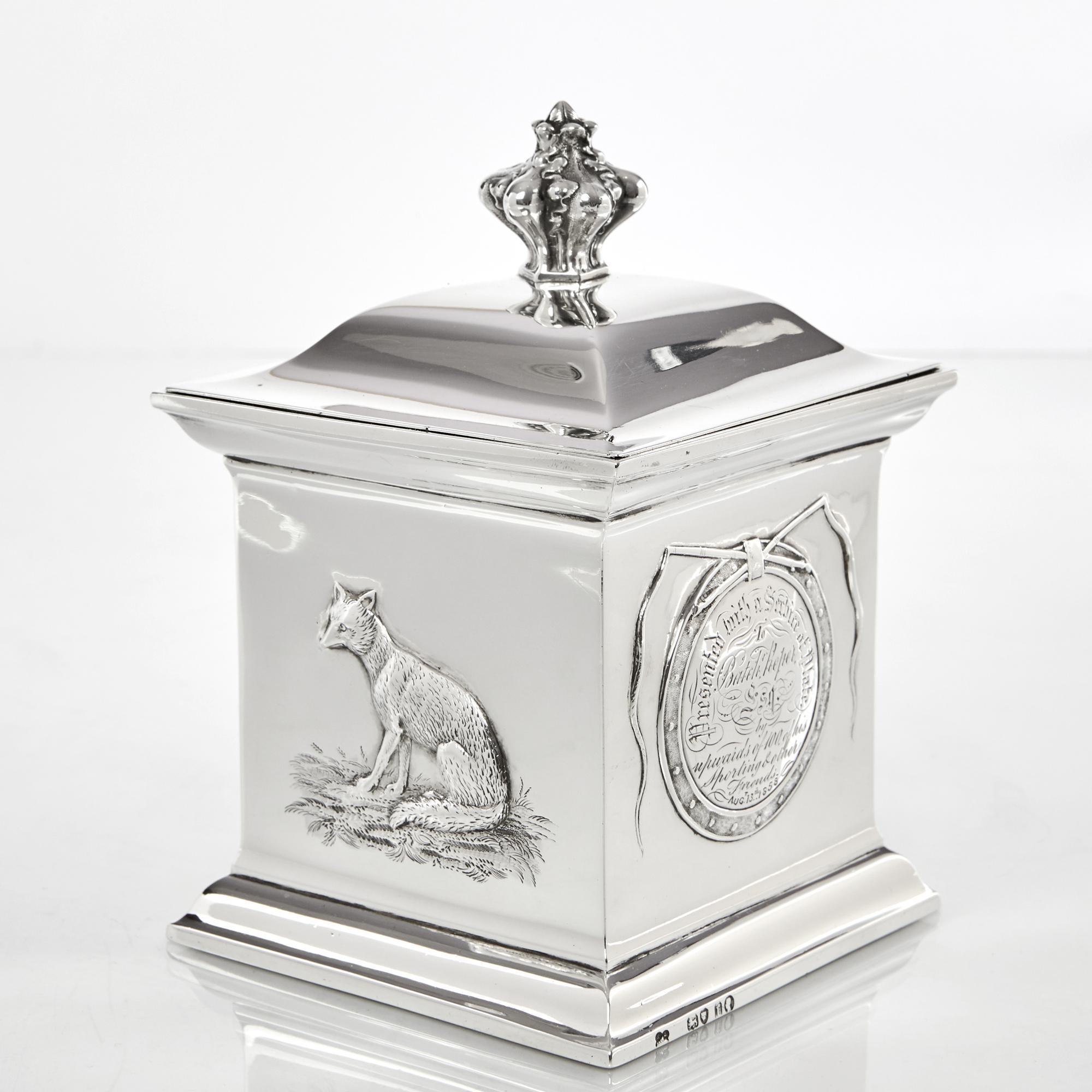 English Victorian Silver Hunting Theme Box