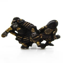 Victorian Silver Japanese Menuki Samurai and Horse Cufflinks