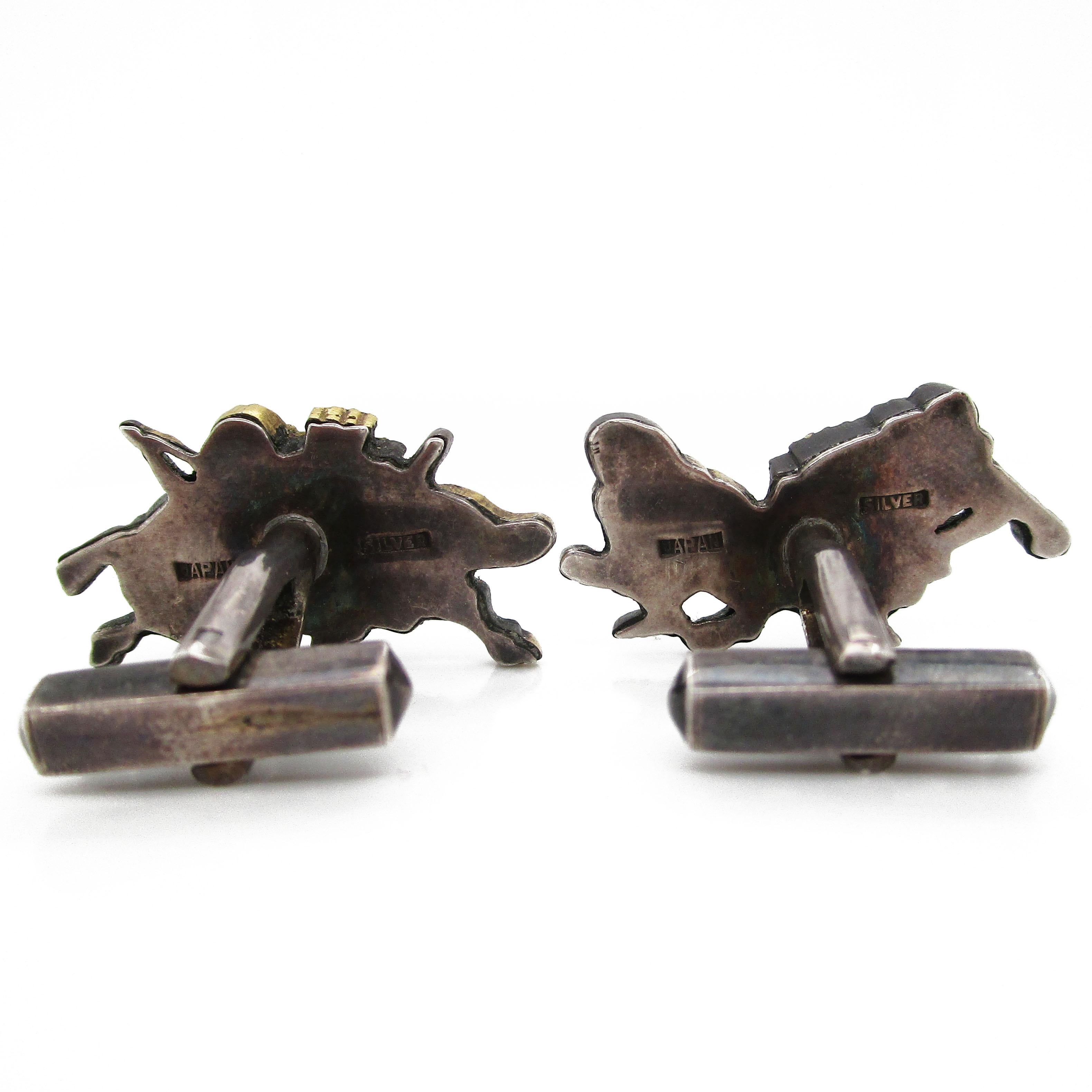 Victorian Silver Japanese Menuki Samurai and Horse Cufflinks In Excellent Condition For Sale In Lexington, KY