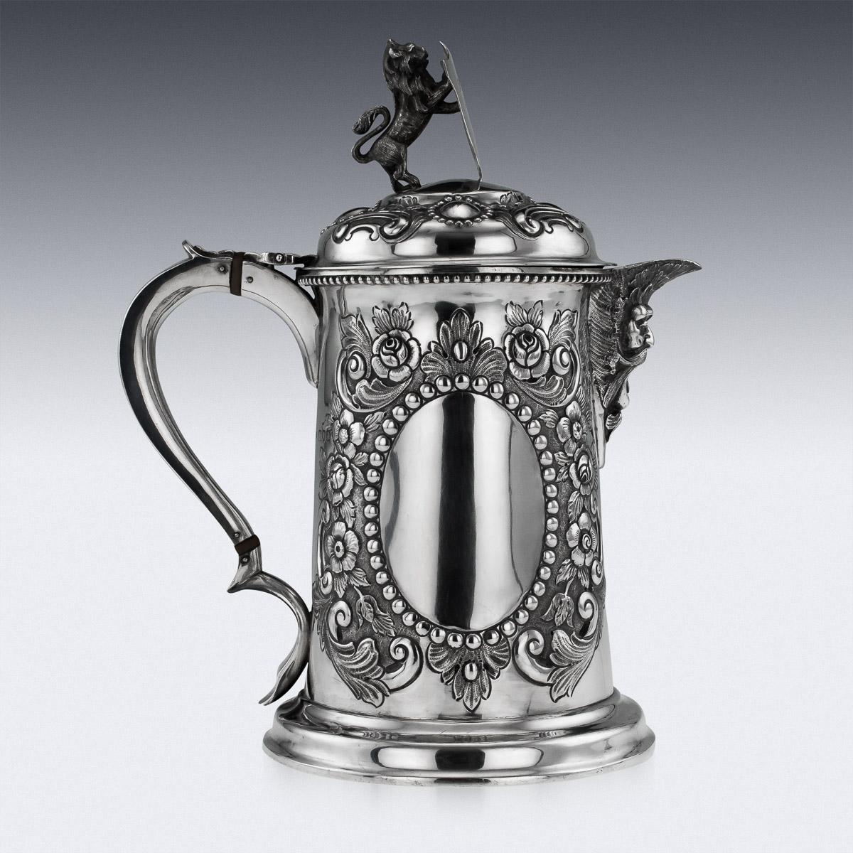 English Victorian Silver Large Flagon, Charles Boyton II, circa 1896