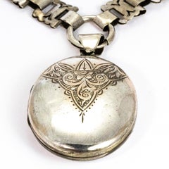 Antique Victorian Silver Locket and Collar Necklace