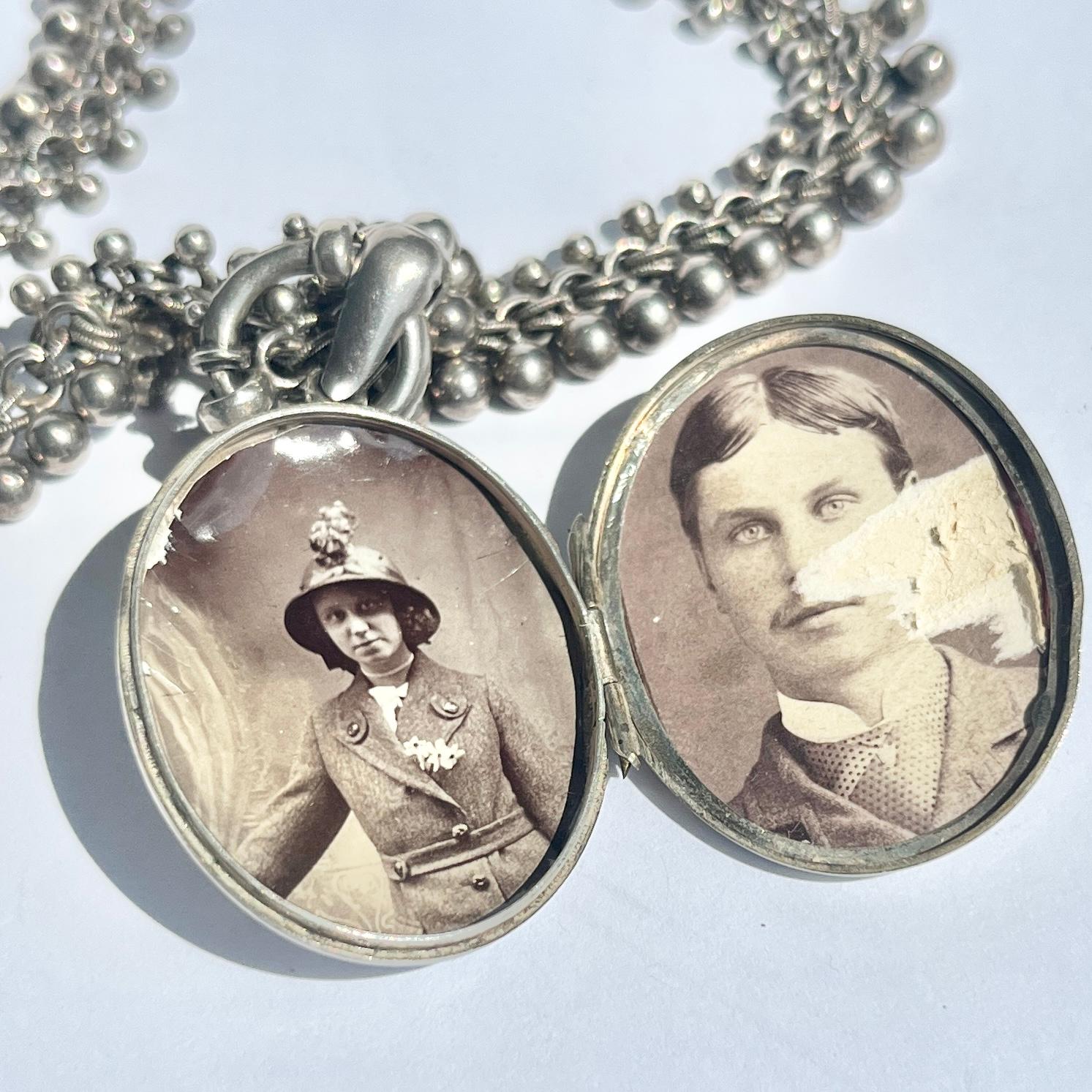 Women's Victorian Silver Locket and Fancy Necklace For Sale