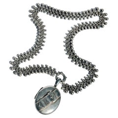 Victorian Silver Locket and Fancy Necklace