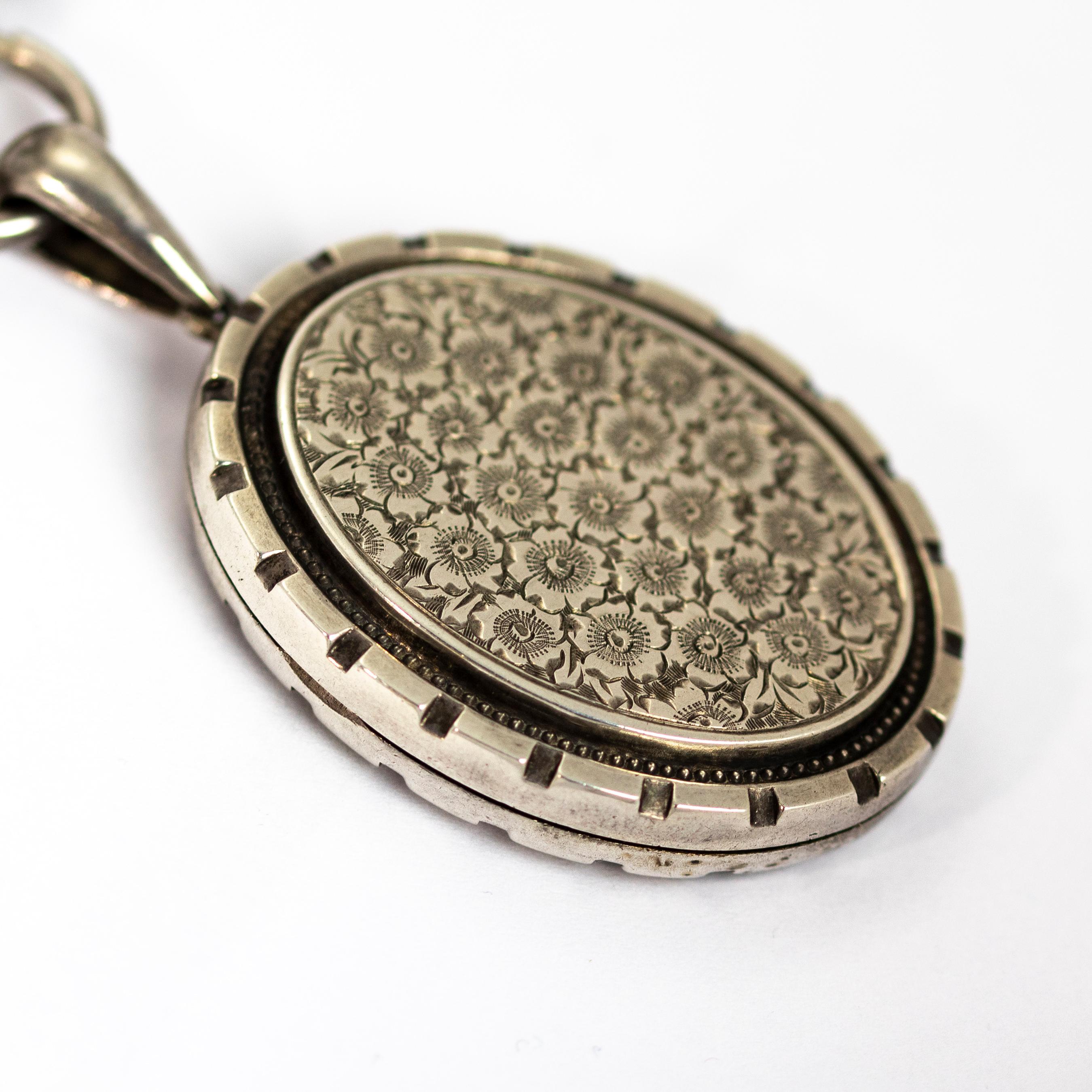 Victorian Silver Locket with Bird and Floral Detail 2