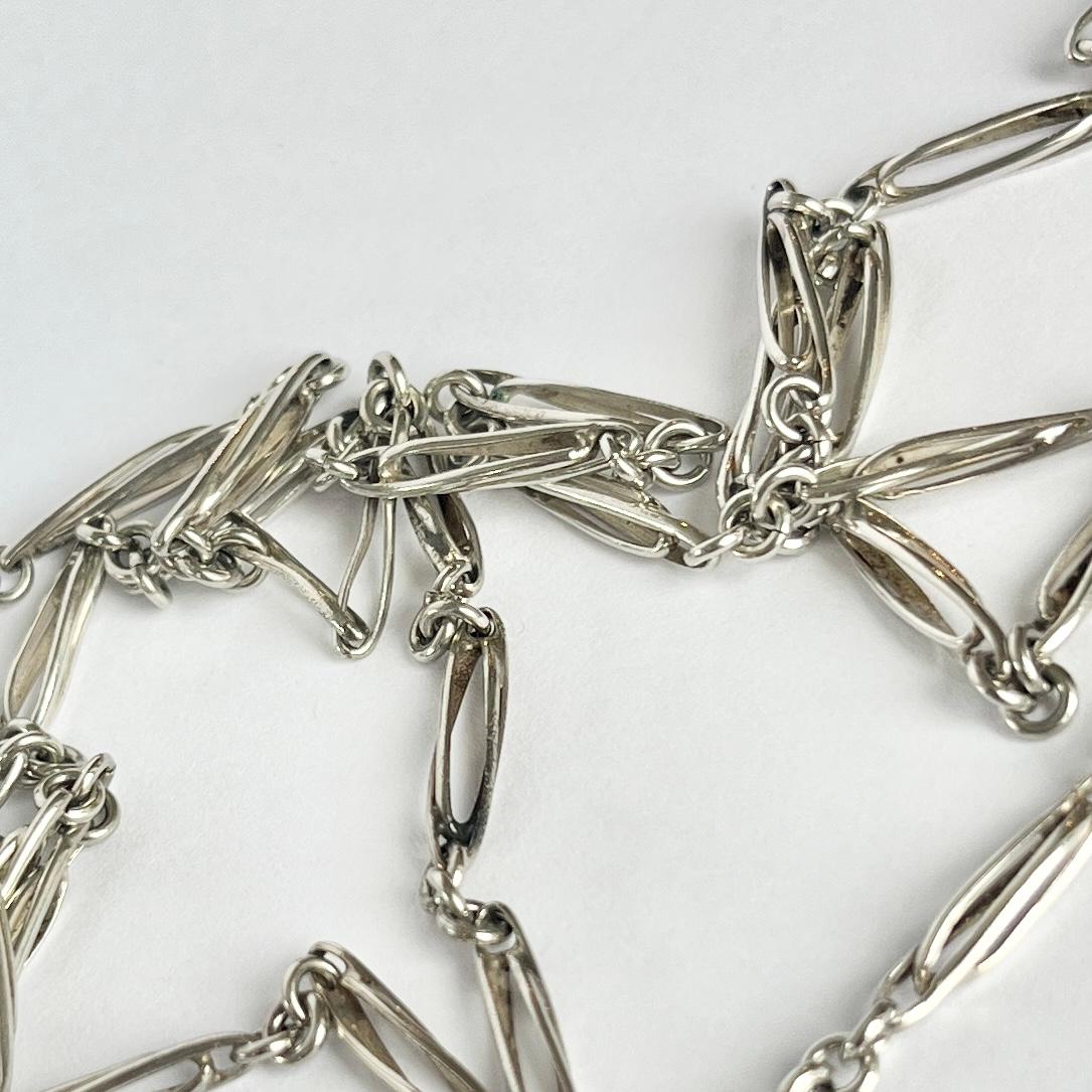 Victorian Silver Longuard Necklace In Good Condition For Sale In Chipping Campden, GB