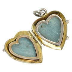 Victorian Silver Lucky Enamel Clover Heart Charm, Circa 1900