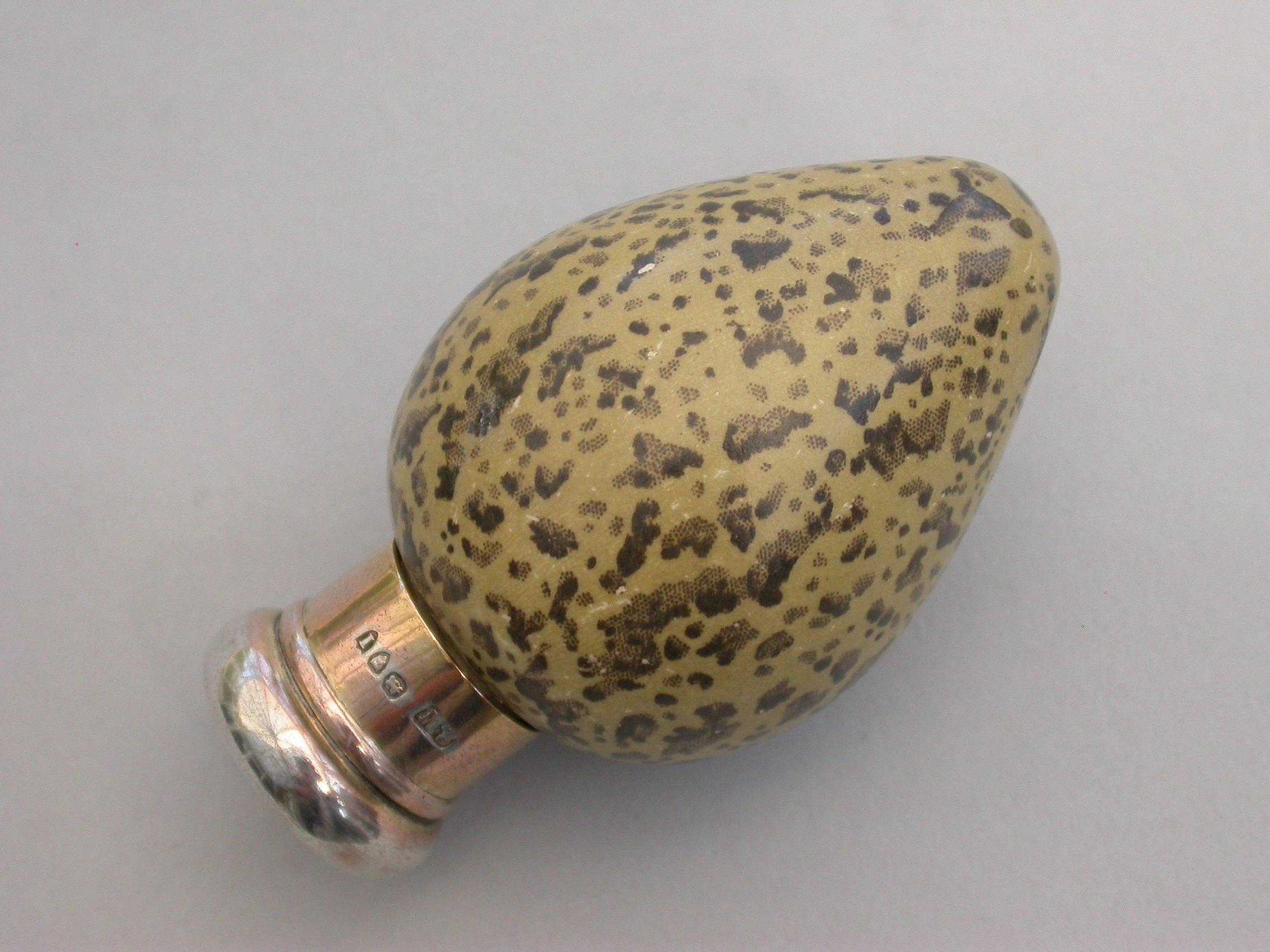 Victorian Silver and Macintyre Ceramic Black Headed Gulls Egg Scent Bottle, 1884 For Sale 2