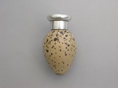 Victorian Silver and Macintyre Ceramic Common Terns Egg Scent Bottle, 1885