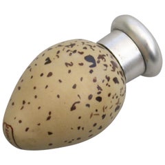 Victorian Silver and Macintyre Ceramic Common Terns Egg Scent Bottle, 1885