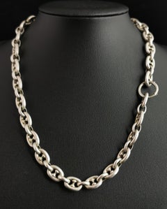 Victorian silver mariner link chain necklace 