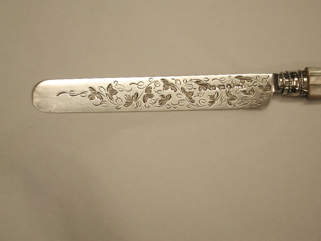 Sterling Silver Victorian Silver and Mother of Pearl Childs Knife Fork and Spoon Set, 1867