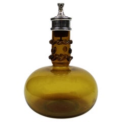 Victorian Silver mounted Amber Decanter Lion Stopper Hallmarked London 1898