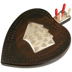 Victorian Silver Mounted Ebony Novelty Cribbage Board by Wheeler & Cronin 1904