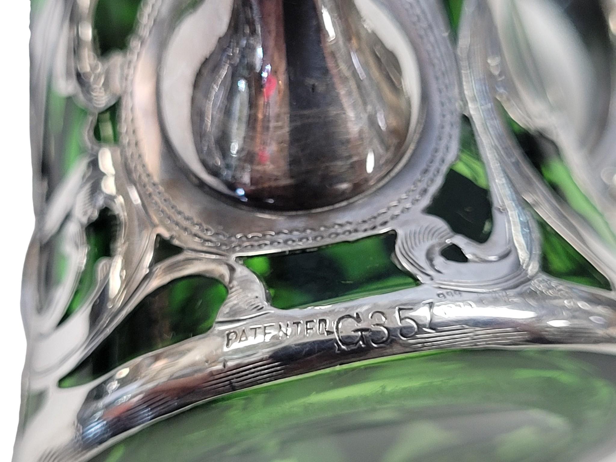 Victorian Silver Overlay Green Glass Tyg (Loving Cup), Late 19th–Early 20th C For Sale 7