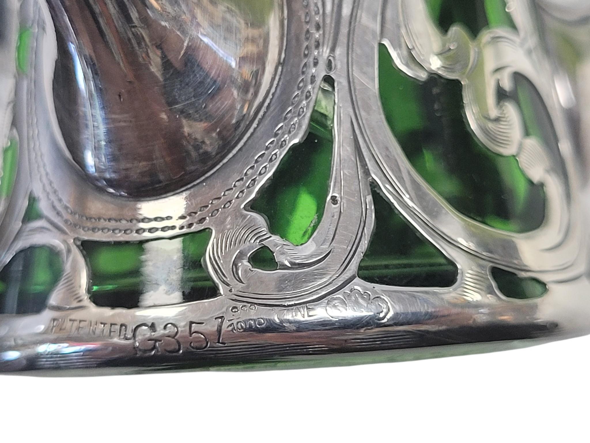 Victorian Silver Overlay Green Glass Tyg (Loving Cup), Late 19th–Early 20th C For Sale 8